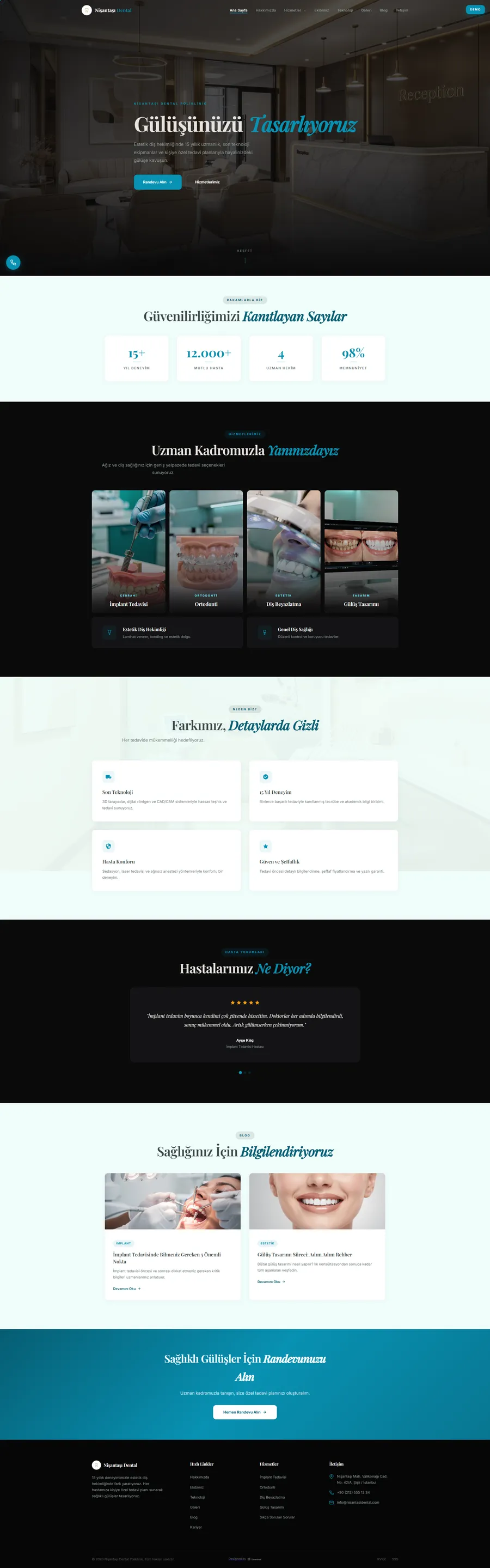 Premium diş kliniği web konsepti
